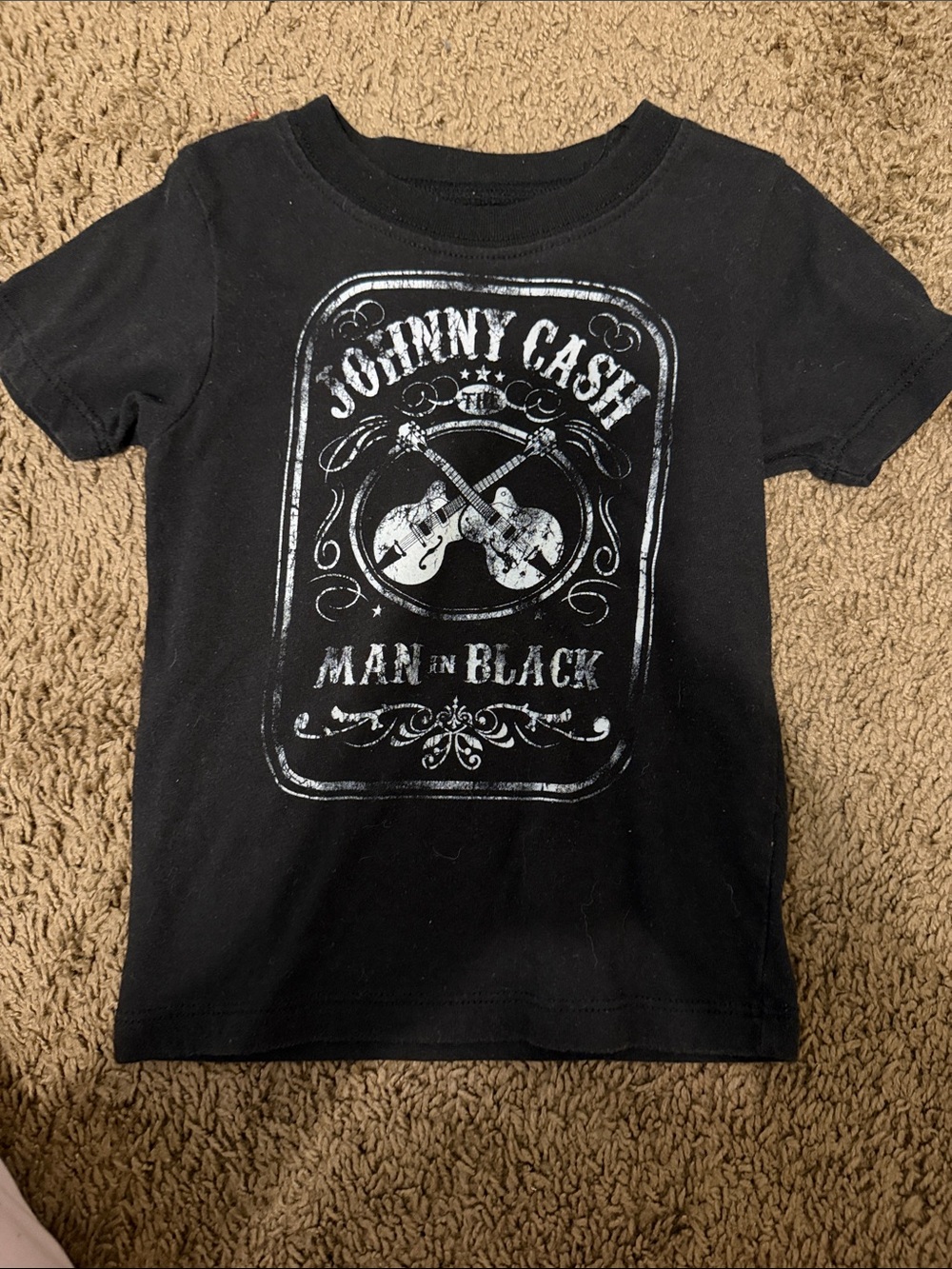 Johnny Cash Kids Black Graphic Tee - 'Man in Black' Design